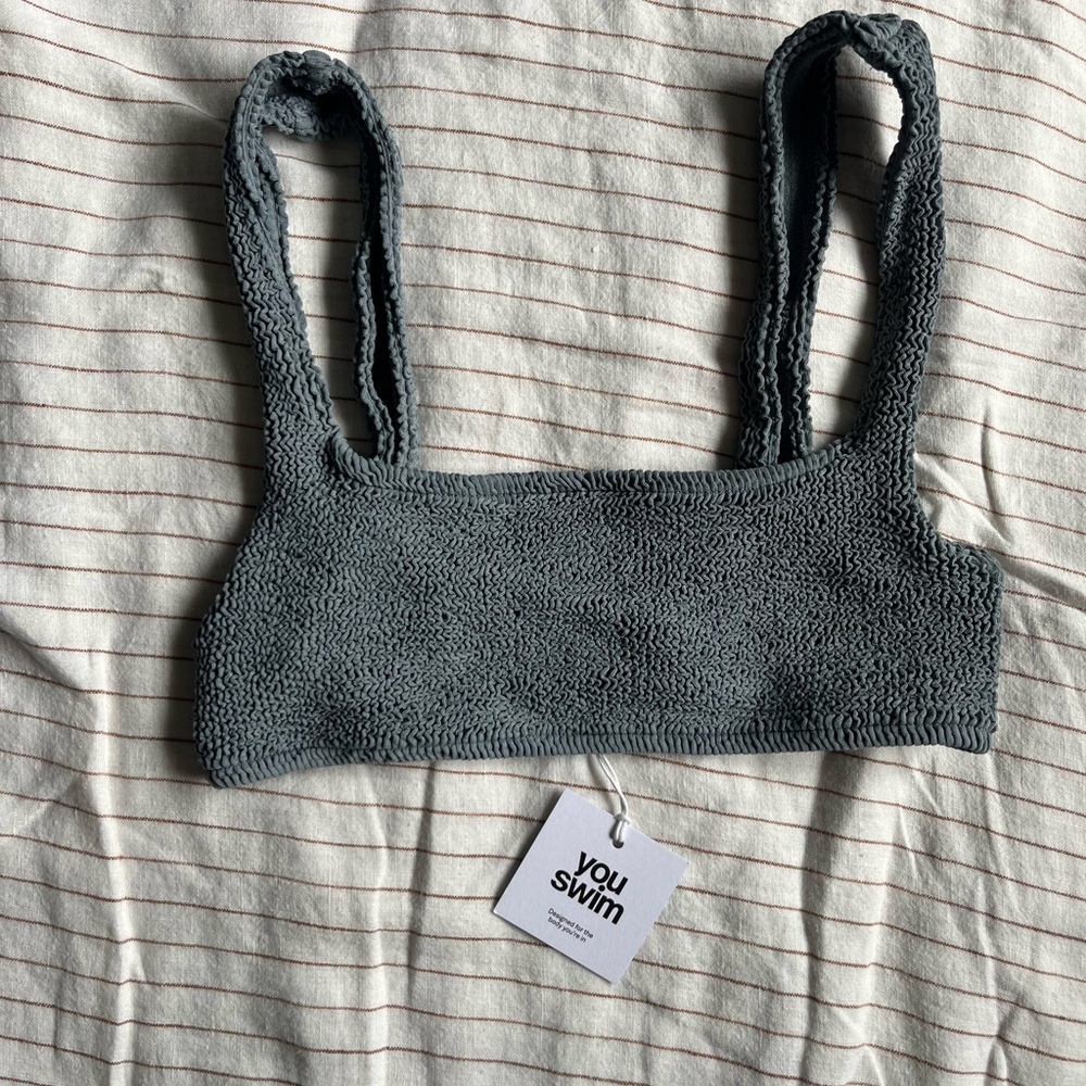 Youswim Textured Bikini Top in Slate Gray